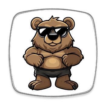 Bear Cool Comic - Square fridge magnet - white - Front