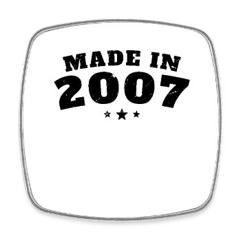 Made in 2007 18 Year Old Birthday Gift - Square fridge magnet - white - Front