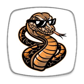 Serpent Cobra Bande dessinée cool - Magnet carré - blanc - Devant