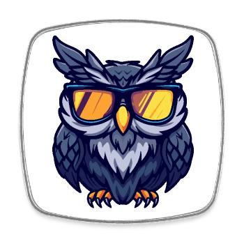 Owl Cool Comic - Square fridge magnet - white - Front