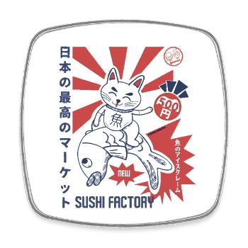 Sushi Factory Japanese sunburst - Square fridge magnet - white - Front