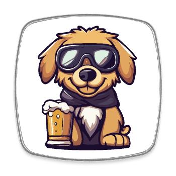 Golden Retriever Hund Apres Ski Bier Lustig - Viereckiger Kühlschrankmagnet - Weiß - Vorne