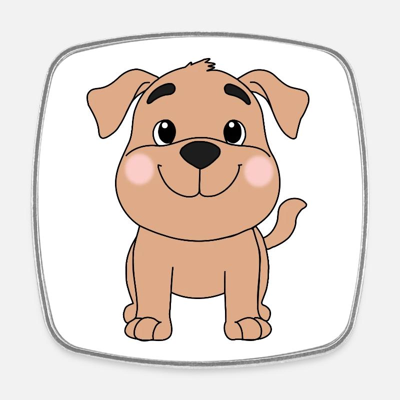 Chien - Magnet carré - blanc