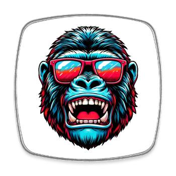 Gorillas with sunglasses - Square fridge magnet - white - Front