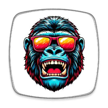 Gorillas with sunglasses - Square fridge magnet - white - Front