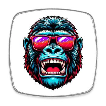 Gorillas mit Sonnenbrille - Viereckiger Kühlschrankmagnet - Weiß - Vorne