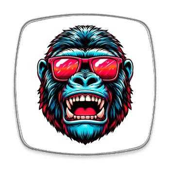 Gorillas with sunglasses - Square fridge magnet - white - Front