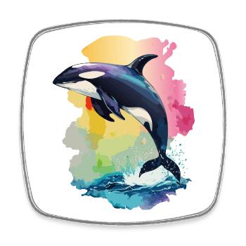 Faszination Orca: Die majestätischen Jäger - Viereckiger Kühlschrankmagnet - Weiß - Vorne