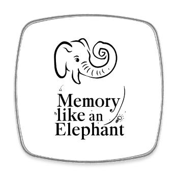 La mémoire comme un éléphant - Magnet carré - blanc - Devant