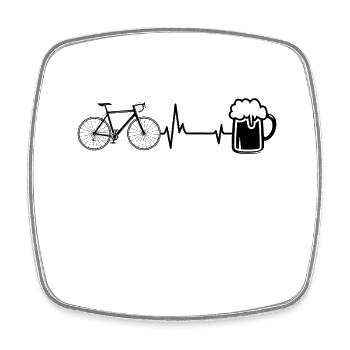 Bike Bier und Herzschlag - Viereckiger Kühlschrankmagnet - Weiß - Vorne