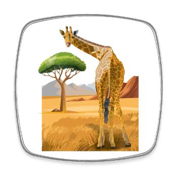 Giraffe looks friendly - Square fridge magnet - white - Front