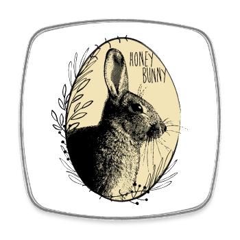 Honey Bunny – Vintage Bunny Illustration - Square fridge magnet - white - Front