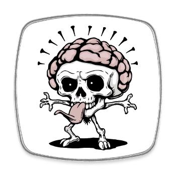 Skull Brain - Square fridge magnet - white - Front