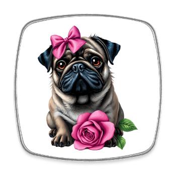 Pug Dog - Square fridge magnet - white - Front