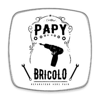 Papi bricolo - Magnet carré - blanc - Devant