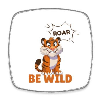 Be Wild - Tiger mit Sprechblase "ROAR" - Viereckiger Kühlschrankmagnet - Weiß - Vorne