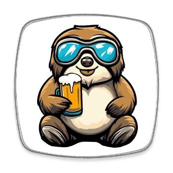 paresseux après-ski bière bande dessinée - Magnet carré - blanc - Devant