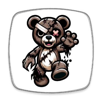 Zerzauster Teddybär mit Narbe - Viereckiger Kühlschrankmagnet - Weiß - Vorne