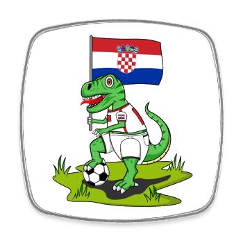 Drapeau de la Croatie Dinosaure Rex Football - Magnet carré - blanc - Devant