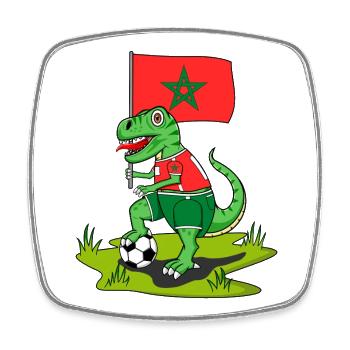 Drapeau du Maroc Dinosaure Rex Football - Magnet carré - blanc - Devant