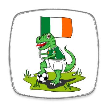Irland Flagge Dinosaurier Rex Fußball  - Viereckiger Kühlschrankmagnet - Weiß - Vorne
