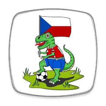 Drapeau de la République tchèque dinosaure Rex football - Magnet carré - blanc - Devant