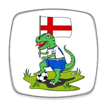 England Flagge Dinosaurier Rex Fußball  - Viereckiger Kühlschrankmagnet - Weiß - Vorne