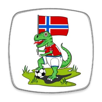 Drapeau de la Norvège Dinosaure Rex Football - Magnet carré - blanc - Devant