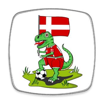 Denmark Flag Dinosaur Rex Football - Square fridge magnet - white - Front