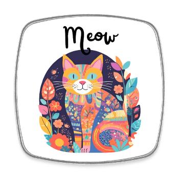 Colorful Cat Patchwork Anthology - Square fridge magnet - white - Front