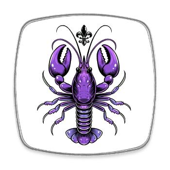 Mardi Gras crawfish with fleur-de-lis design - Square fridge magnet - white - Front