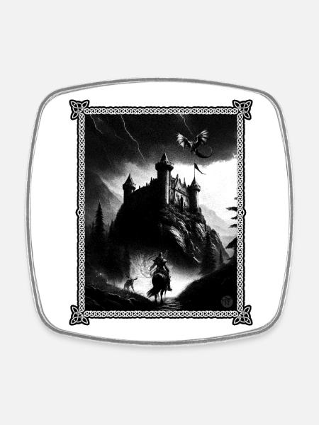 Sword and Sourcery - Square fridge magnet - white
