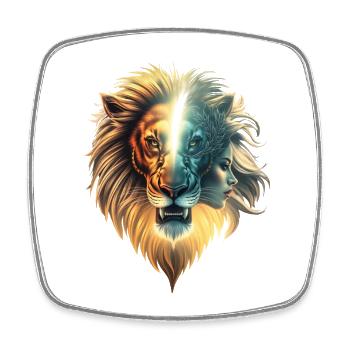 Duality of Strength, the Lion and the Woman - Square fridge magnet - white - Front