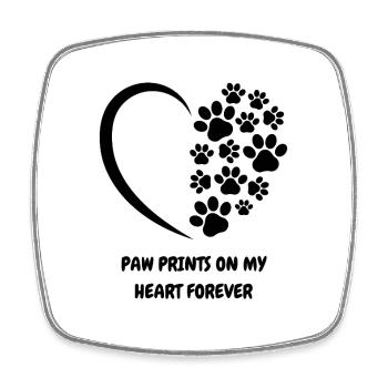Paw Prints on My Heart Forever – Herz mit Pfoten - Viereckiger Kühlschrankmagnet - Weiß - Vorne