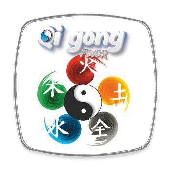 Yin Yang Five Elements Qi Gong Fever Design - Square fridge magnet - white - Front