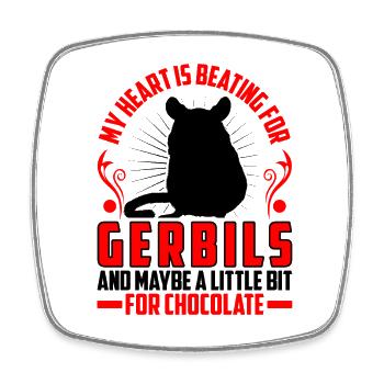 My heart beats for Gerbil Rodent Gerbil - Square fridge magnet - white - Front
