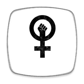 Feminismus Symbol Frauenrechte Mädchen - Viereckiger Kühlschrankmagnet - Weiß - Vorne