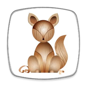 Illustration in Holzoptik – Niedlicher Fuchs - Viereckiger Kühlschrankmagnet - Weiß - Vorne