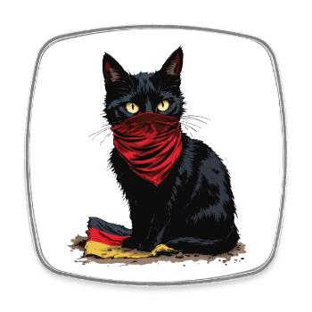 Black Cat Antifa - Schwarze Katze - Viereckiger Kühlschrankmagnet - Weiß - Vorne