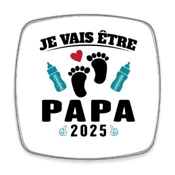 Man Dad To Be 2025 Gift - Square fridge magnet - white - Front
