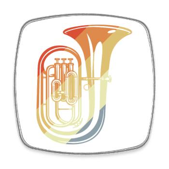 90er Jahre Tuba Skizze - Viereckiger Kühlschrankmagnet - Weiß - Vorne