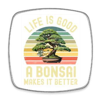 Bonsai Baum - Viereckiger Kühlschrankmagnet - Weiß - Vorne