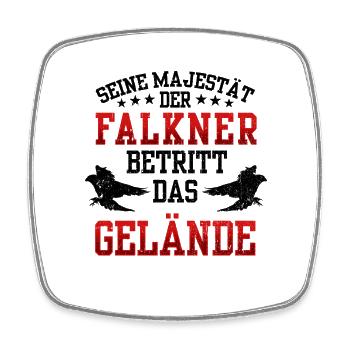 Falkner betritt das Gelände Beizjagd Falknerei - Viereckiger Kühlschrankmagnet - Weiß - Vorne