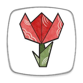 Fleur d’origami - Tulipe - Magnet carré - blanc - Devant