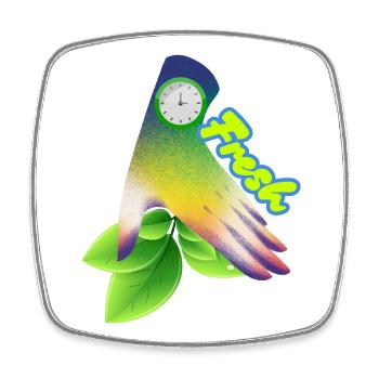 Design der frischen Gradient-Blattuhr - Viereckiger Kühlschrankmagnet - Weiß - Vorne