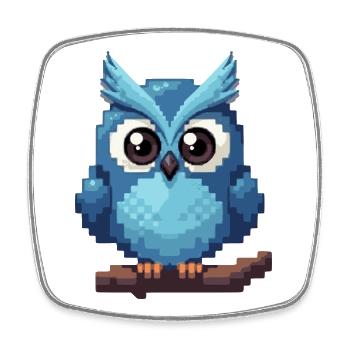 Pixel Eule – Retro 8-Bit Style - Viereckiger Kühlschrankmagnet - Weiß - Vorne