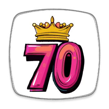 70 Number Crown - Square fridge magnet - white - Front