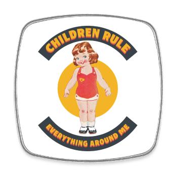 Children Rule – Lustiges Eltern-Design - Viereckiger Kühlschrankmagnet - Weiß - Vorne