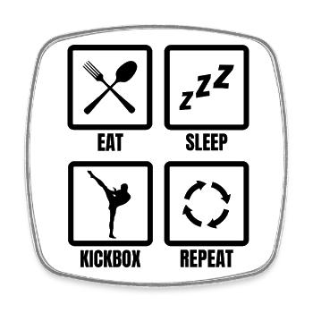 Daily routine for kickboxers - Square fridge magnet - white - Front
