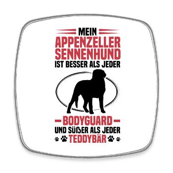 Sennenhund beschützt mich Appenzeller Sennenhund - Viereckiger Kühlschrankmagnet - Weiß - Vorne